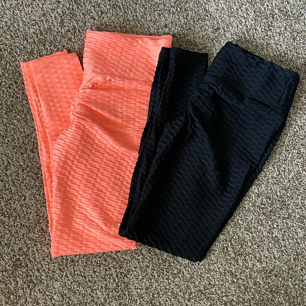 Energy Fit Wear Set of 2 Honeycomb Scrunch Butt Leggings Medium